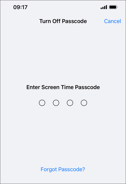 enter screen time passcode