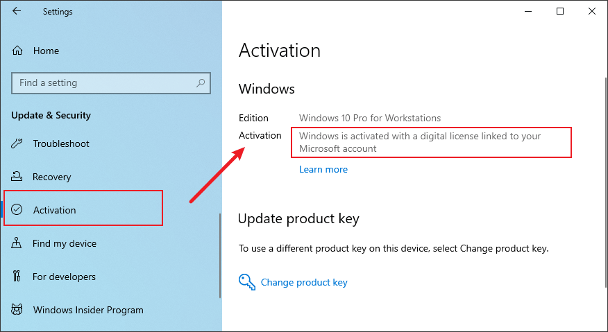 Windows digital license