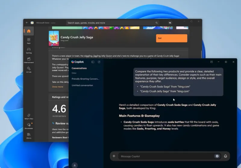 Windows 11 Store Copilot Game Comparison