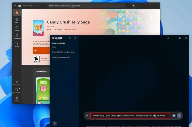 Windows 11 Store Copilot QA interface